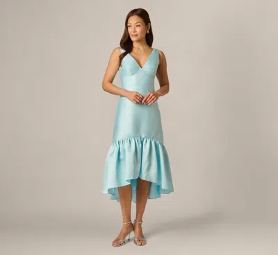 Adrianna Papell High Low Ruffle Midi Dress In Clear Sky In Blue