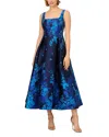 Adrianna Papell Jacquard Dress In Blue