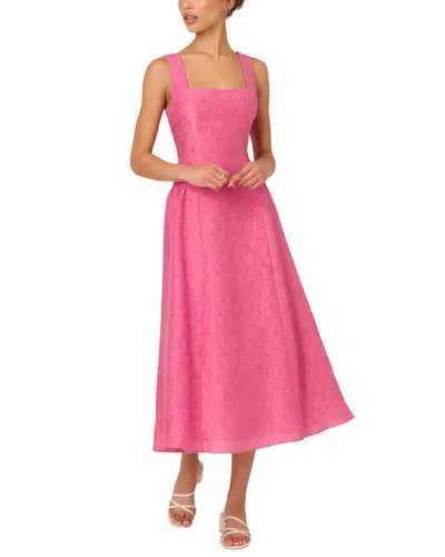Adrianna Papell Jacquard Midi Dress In Pink