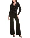 Adrianna Papell Jersey Combo Tuxedo Jumpsuit In Black