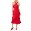 ADRIANNA PAPELL JUNIORS WOMENS METALLIC SATIN HALTER DRESS