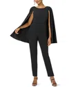 Adrianna Papell Long Cape Sleeve Stretch Crepe Jumpsuit