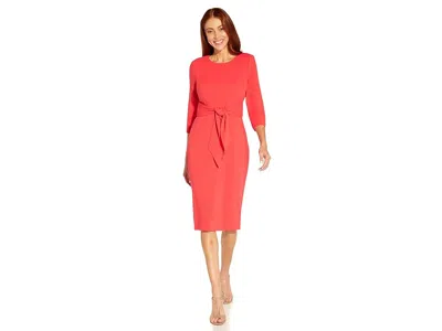 Adrianna Papell Knit Crepe Tie Waist Sheath In Blue