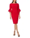 Adrianna Papell Plus Womens Knit Midi Cocktail And Party Dress In Red