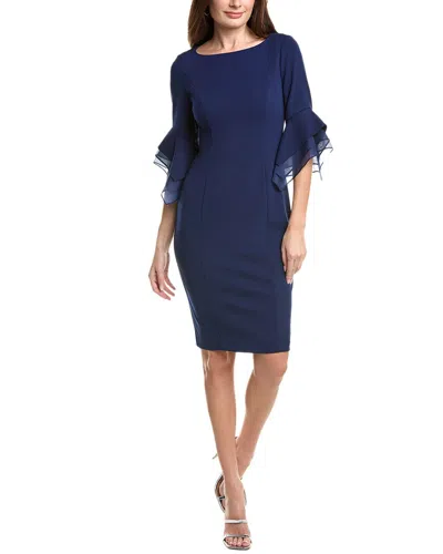 ADRIANNA PAPELL KNIT CREPE TIERED SLEEVE DRESS