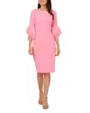 Adrianna Papell Knit Crepe Tiered Sleeve Dress In Cherry Blossom