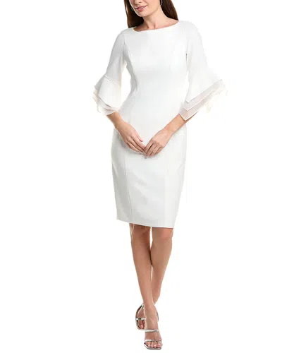 Adrianna Papell Knit Crepe Tiered Sleeve Dress In White