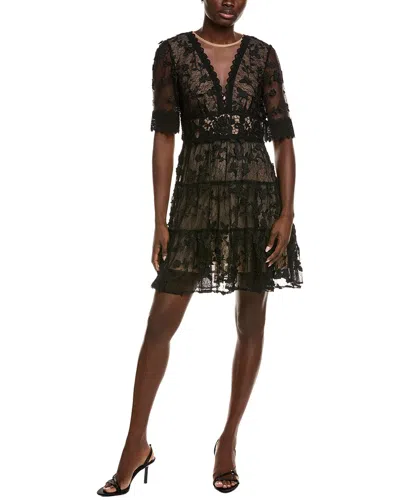 Adrianna Papell Lace Mini Dress In Black