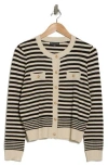 Adrianna Papell Lady-like Stripe Sweater In Cream/black