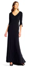 Adrianna Papell Long Formal Evening Party Dress In Black