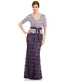 Adrianna Papell Long Formal Mother Of Bride Lace Dress In Purple