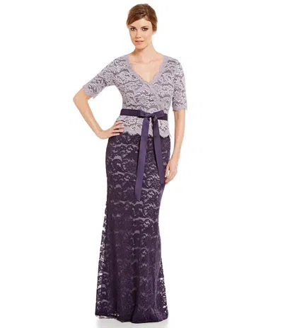 Adrianna Papell Long Formal Mother Of Bride Lace Dress In Purple