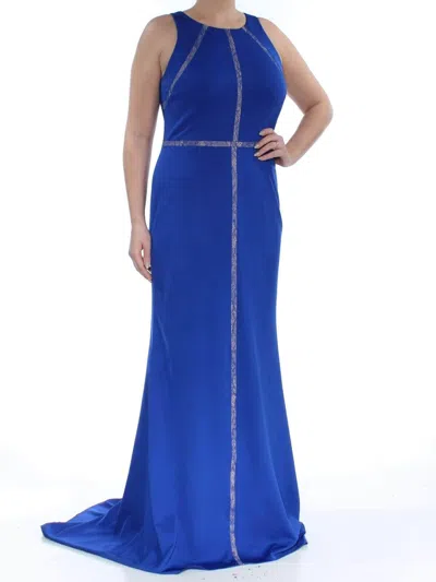 Adrianna Papell Long Formal Sleeveless Fitted Dress In Blue