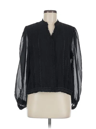 Pre-owned Adrianna Papell Long Sleeve Blouse In Black
