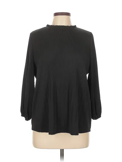 Pre-owned Adrianna Papell Long Sleeve Blouse In Black