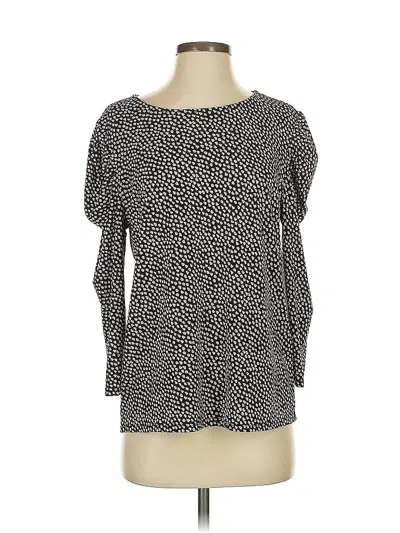 Pre-owned Adrianna Papell Long Sleeve Blouse In Black