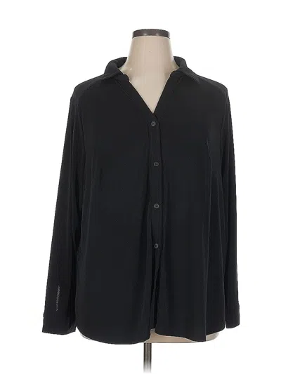 Pre-owned Adrianna Papell Long Sleeve Blouse In Black