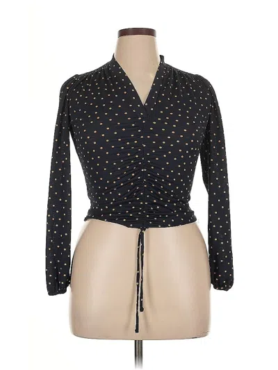 Pre-owned Adrianna Papell Long Sleeve Blouse In Black