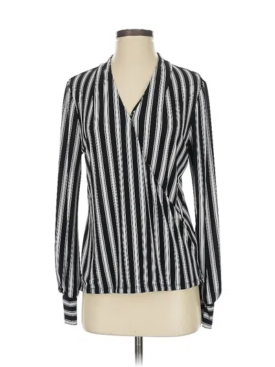Pre-owned Adrianna Papell Long Sleeve Blouse In Black