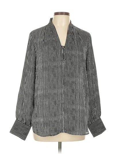 Pre-owned Adrianna Papell Long Sleeve Blouse In Black