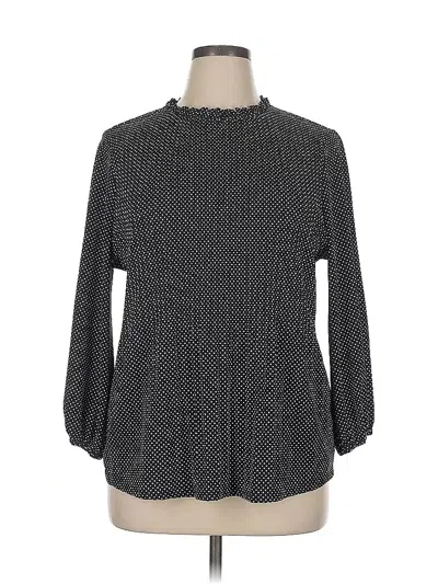 Pre-owned Adrianna Papell Long Sleeve Blouse In Black