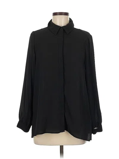 Pre-owned Adrianna Papell Long Sleeve Blouse In Black