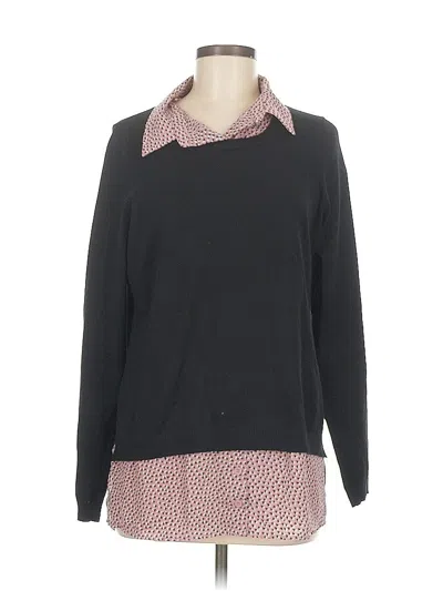 Pre-owned Adrianna Papell Long Sleeve Blouse In Black