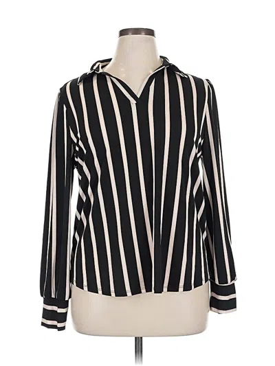Pre-owned Adrianna Papell Long Sleeve Blouse In Black