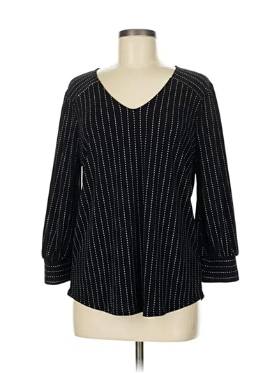 Pre-owned Adrianna Papell Long Sleeve Blouse In Black