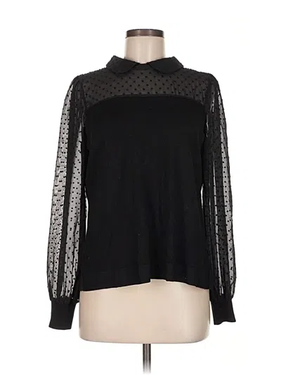 Pre-owned Adrianna Papell Long Sleeve Blouse In Black