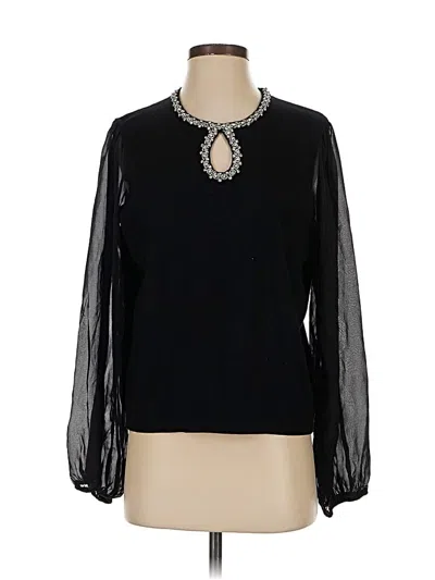 Pre-owned Adrianna Papell Long Sleeve Blouse In Black