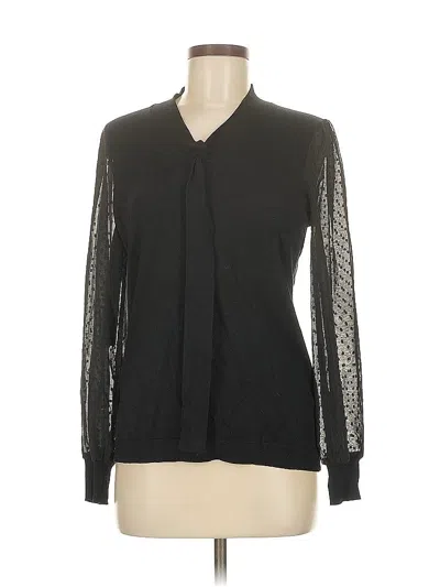 Pre-owned Adrianna Papell Long Sleeve Blouse In Black