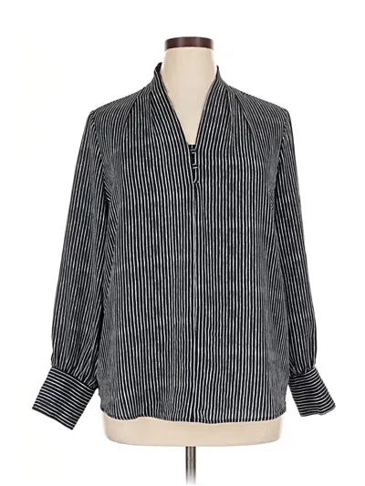 Pre-owned Adrianna Papell Long Sleeve Blouse In Black