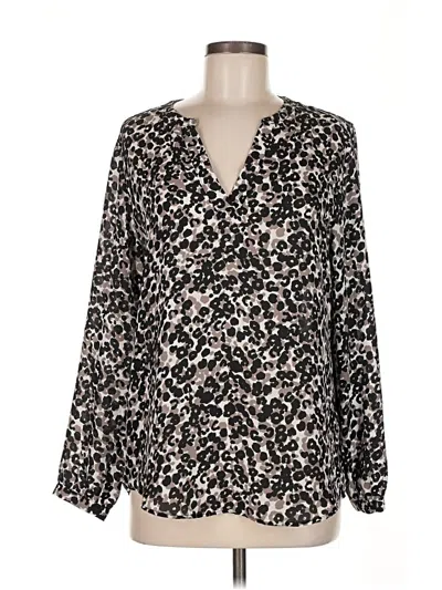 Pre-owned Adrianna Papell Long Sleeve Blouse In Black