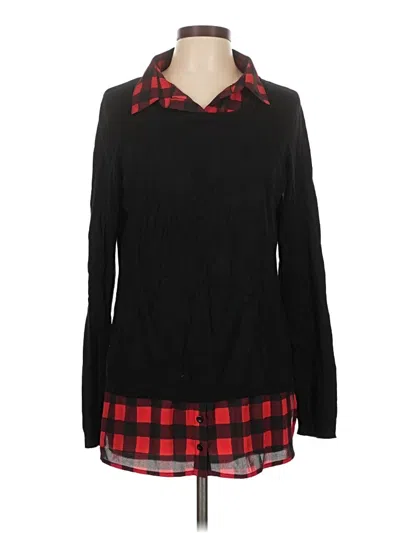 Pre-owned Adrianna Papell Long Sleeve Blouse In Black