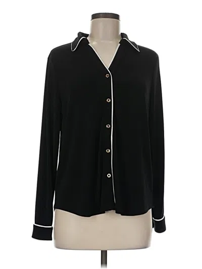 Pre-owned Adrianna Papell Long Sleeve Blouse In Black