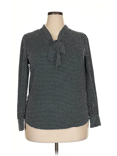 Pre-owned Adrianna Papell Long Sleeve Blouse In Blue