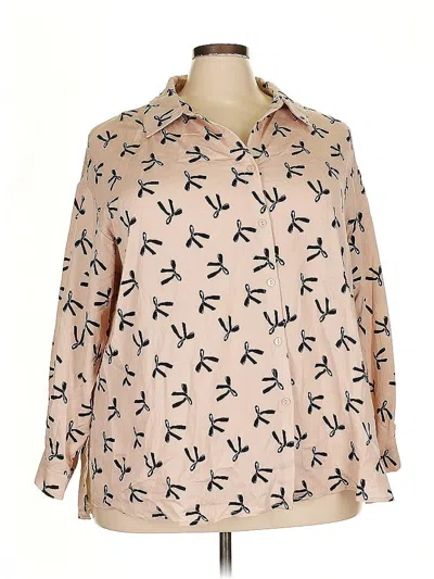 Pre-owned Adrianna Papell Long Sleeve Blouse In Brown