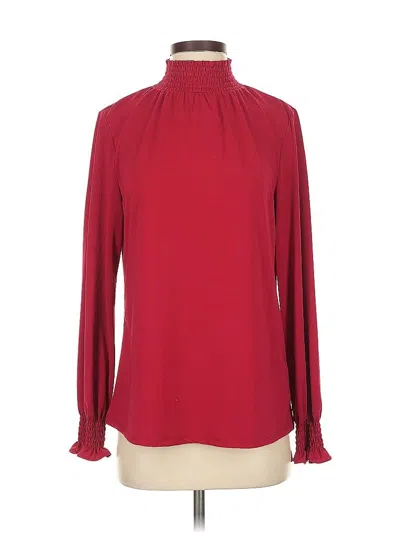 Pre-owned Adrianna Papell Long Sleeve Blouse In Burgundy