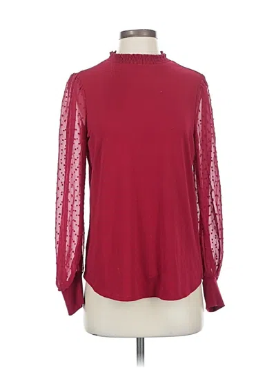 Pre-owned Adrianna Papell Long Sleeve Blouse In Burgundy