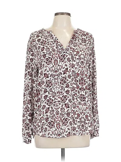 Pre-owned Adrianna Papell Long Sleeve Blouse In Burgundy