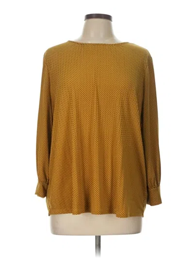Pre-owned Adrianna Papell Long Sleeve Blouse In Gold