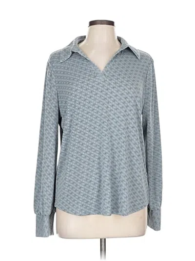 Pre-owned Adrianna Papell Long Sleeve Blouse In Gray