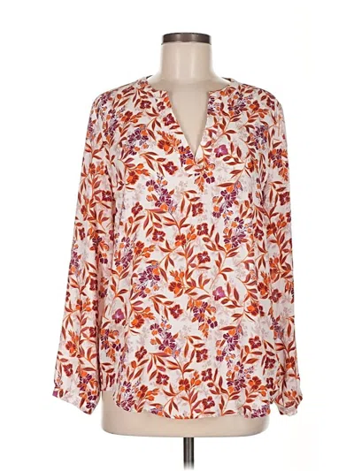 Pre-owned Adrianna Papell Long Sleeve Blouse In Orange