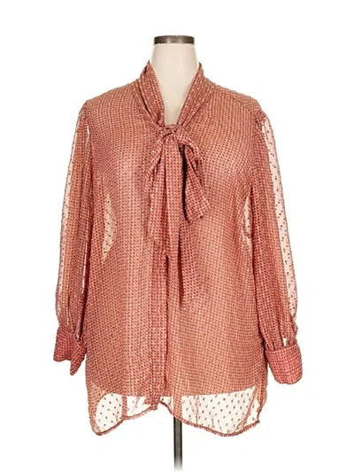 Pre-owned Adrianna Papell Long Sleeve Blouse In Pink