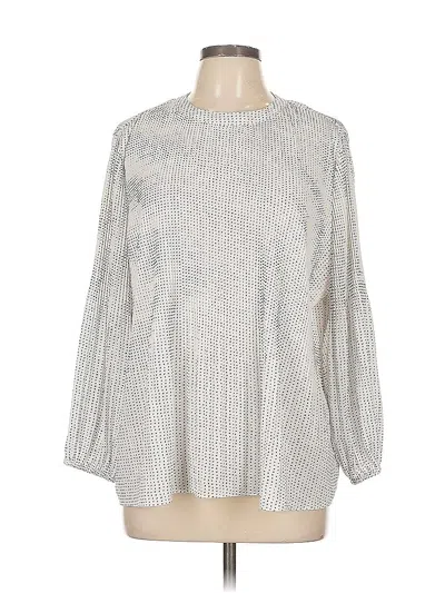 Pre-owned Adrianna Papell Long Sleeve Blouse In Silver