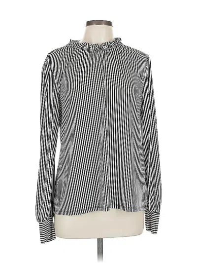 Pre-owned Adrianna Papell Long Sleeve Blouse In Silver