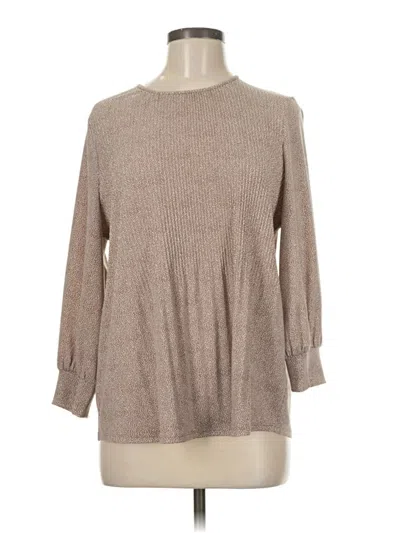 Pre-owned Adrianna Papell Long Sleeve Blouse In Tan