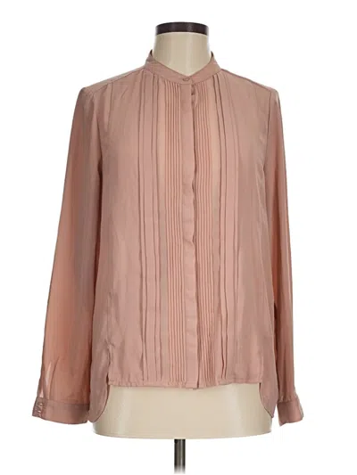 Pre-owned Adrianna Papell Long Sleeve Blouse In Tan