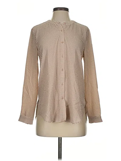 Pre-owned Adrianna Papell Long Sleeve Blouse In Tan